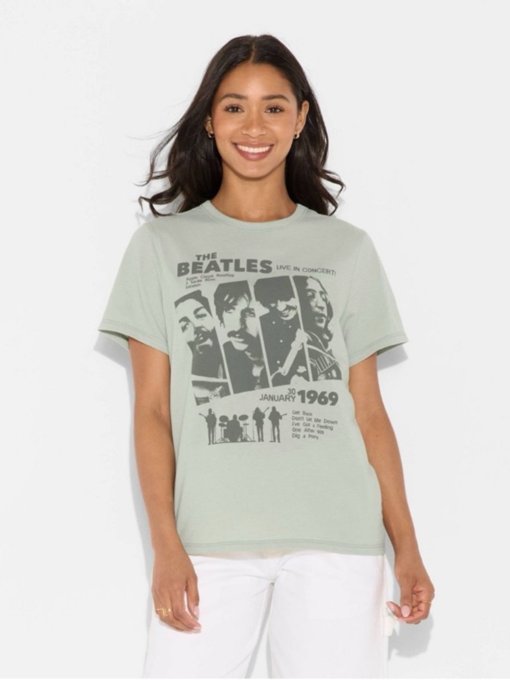 The Beatles Live in Concert
1969 Graphic Short Sleeve Tee in Sage Green
